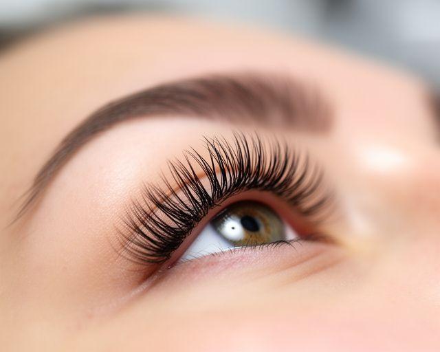 Close-up eines klassischen Wimpernsets mit sauber separierten Fasern und natürlichem Schwung